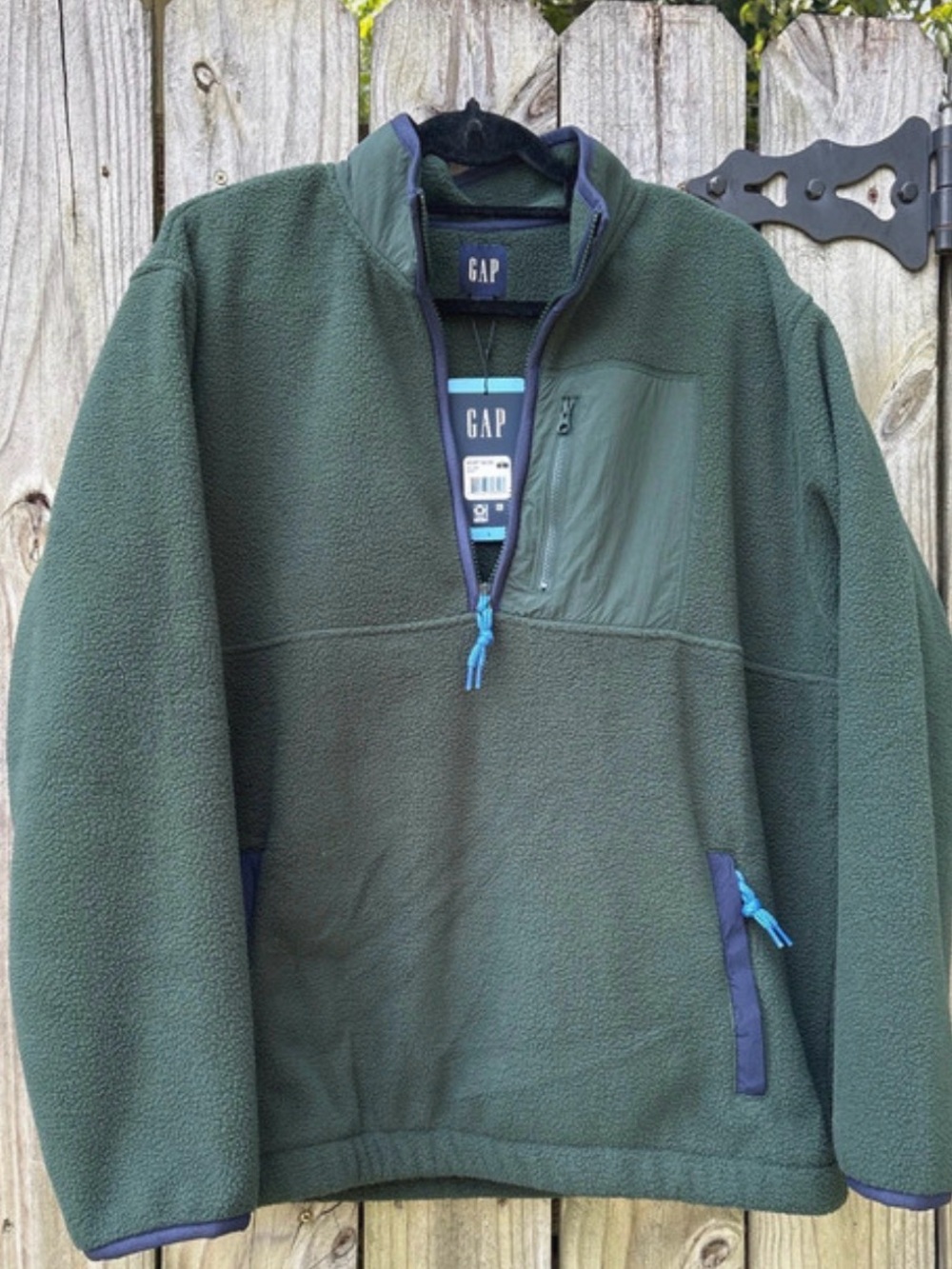 GAP Men's Green Quarter-Zip Fleece Jacket- new